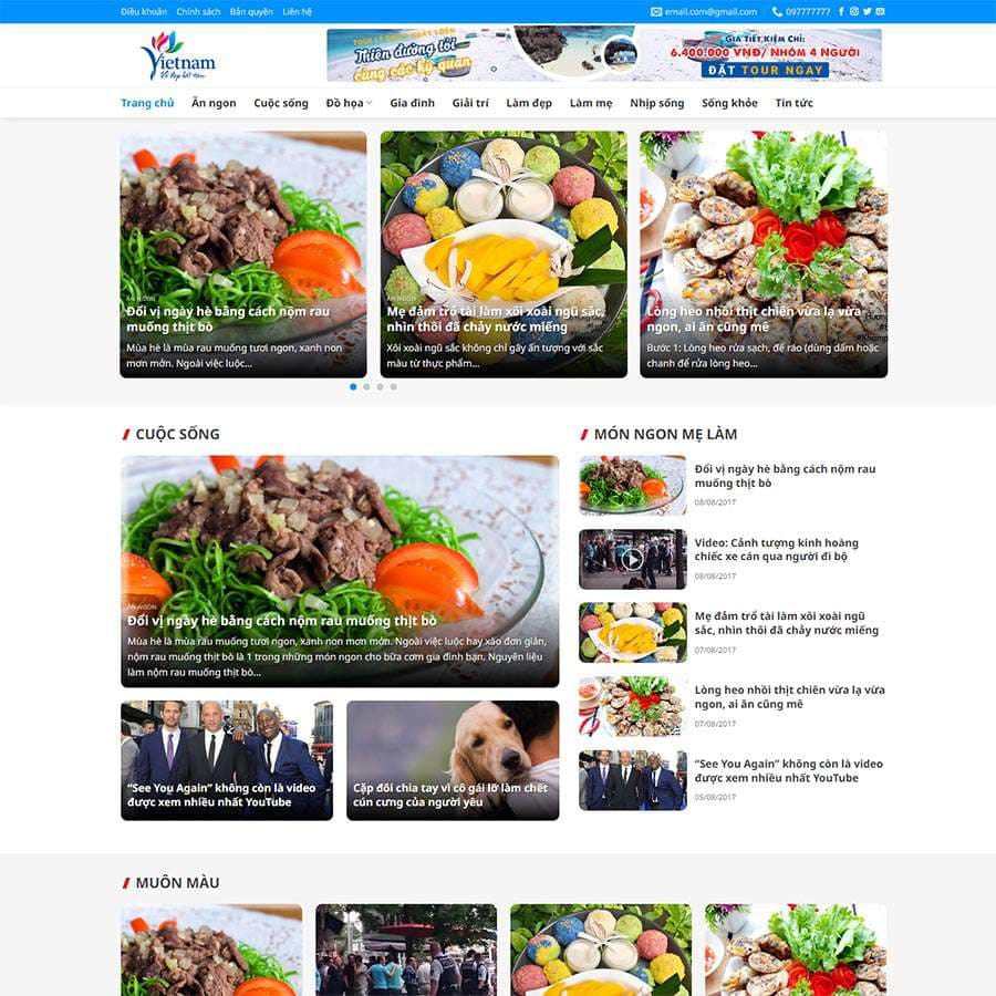10 - Thiết kế website blog, tin tức du lịch