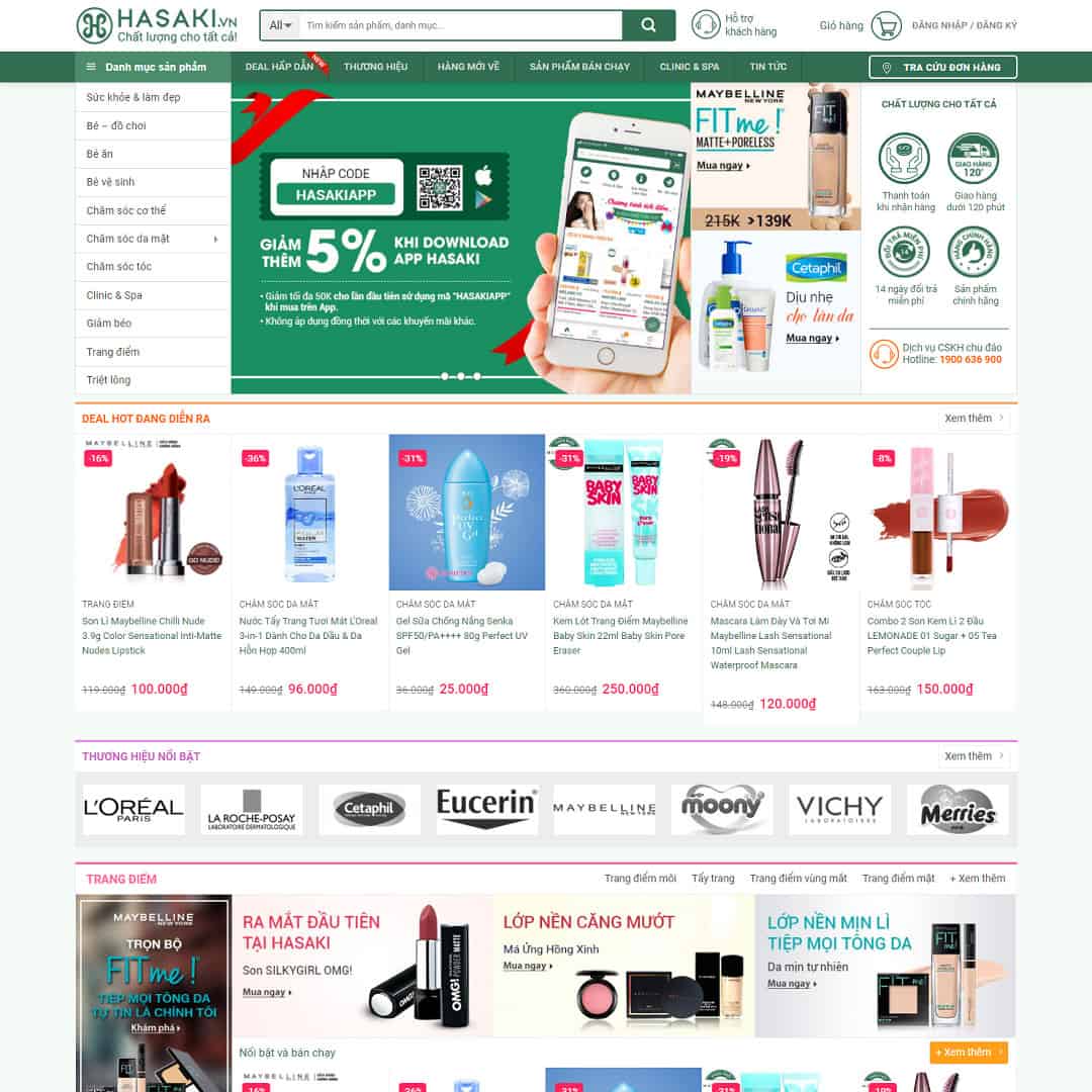 23 - Thiết kế website cửa hàng bán mỹ phẩm giống Hasaki